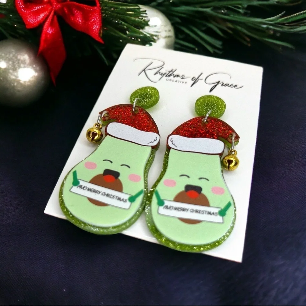 Jingle All the Way with Fun Avocado Dangle Earrings – Perfect for Christmas! NWT